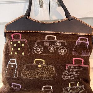 Antonio Melani Brown Embroidered Tote Bag